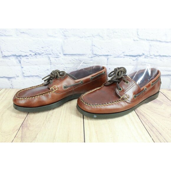 LL Bean Casco Bay Boat Shoes Moccasin Leather Brown Size 8.5 EE - Picture 2 of 9
